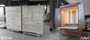 桐たんすを間接照明付きの仏壇に改造