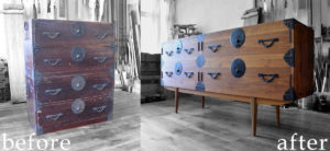 時代箪笥を四つ脚のワイドチェストにアレンジ