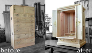 三つ重ねの桐箪笥を仏壇に再生